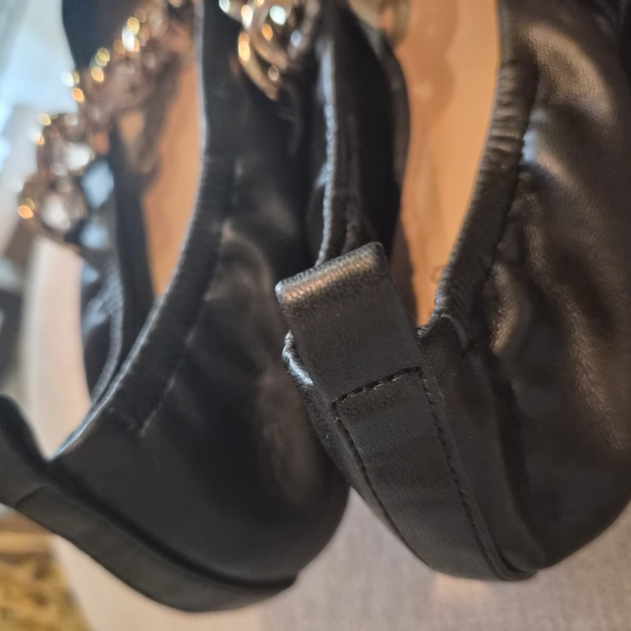 NWOB INC International Concepts Black Flats w/ Pearl-Beaded Chain Accent - Picture 8 of 10